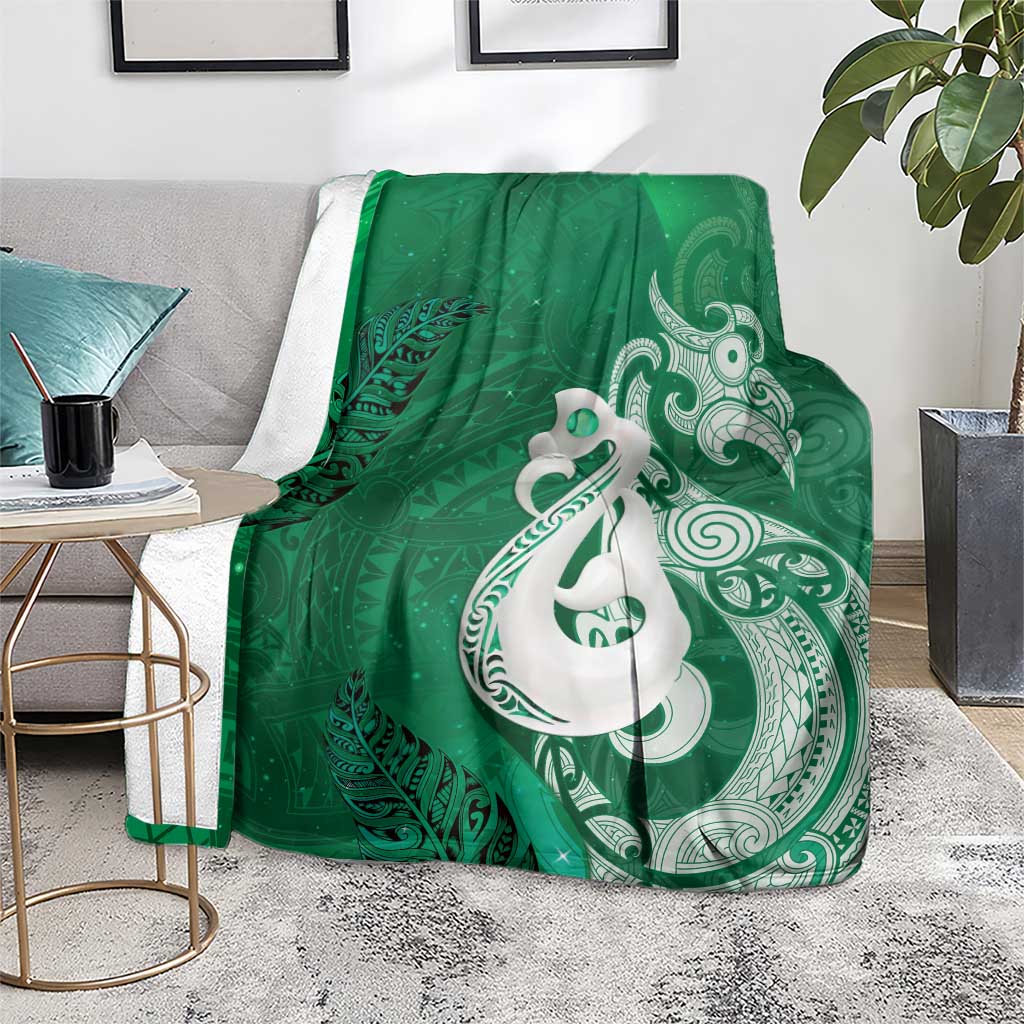 New Zealand Matariki Blanket Maori Manaia Galaxy Silver Fern Green Color LT22 - Polynesian Pride