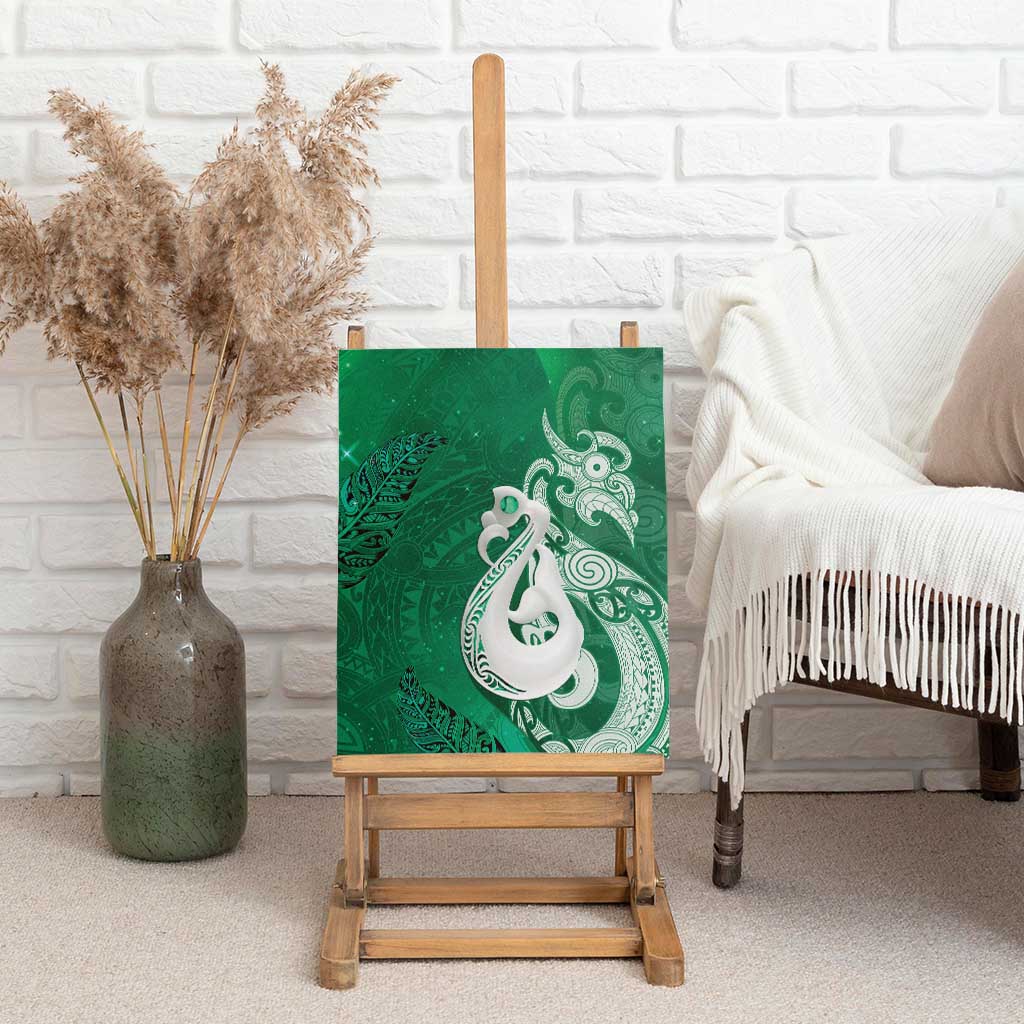 New Zealand Matariki Canvas Wall Art Maori Manaia Galaxy Silver Fern Green Color LT22 - Polynesian Pride