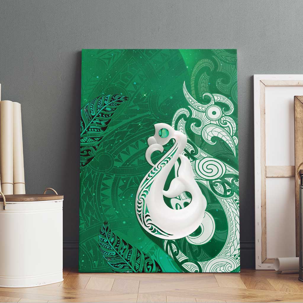 New Zealand Matariki Canvas Wall Art Maori Manaia Galaxy Silver Fern Green Color LT22 - Polynesian Pride