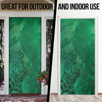 New Zealand Matariki Door Cover Maori Manaia Galaxy Silver Fern Green Color LT22 - Polynesian Pride