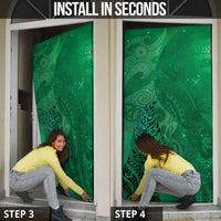 New Zealand Matariki Door Cover Maori Manaia Galaxy Silver Fern Green Color LT22 - Polynesian Pride