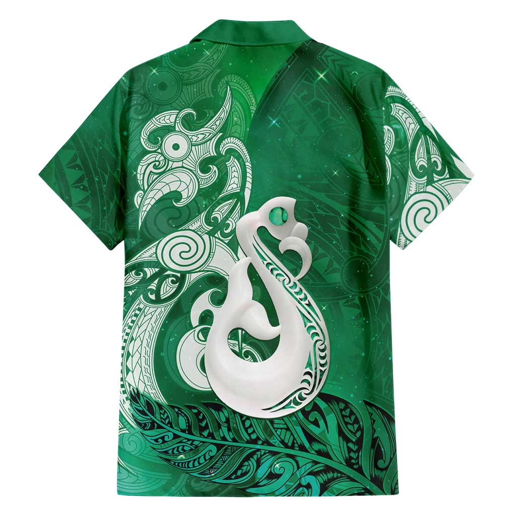 New Zealand Matariki Family Matching Puletasi and Hawaiian Shirt Maori Manaia Galaxy Silver Fern Green Color LT22 - Polynesian Pride