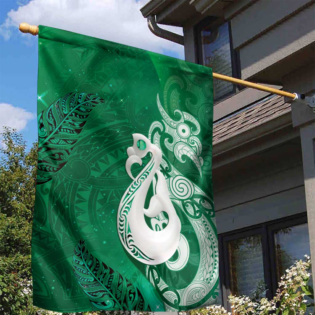 New Zealand Matariki Garden Flag Maori Manaia Galaxy Silver Fern Green Color LT22 - Polynesian Pride