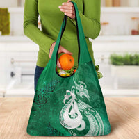 New Zealand Matariki Grocery Bag Maori Manaia Galaxy Silver Fern Green Color LT22 - Polynesian Pride