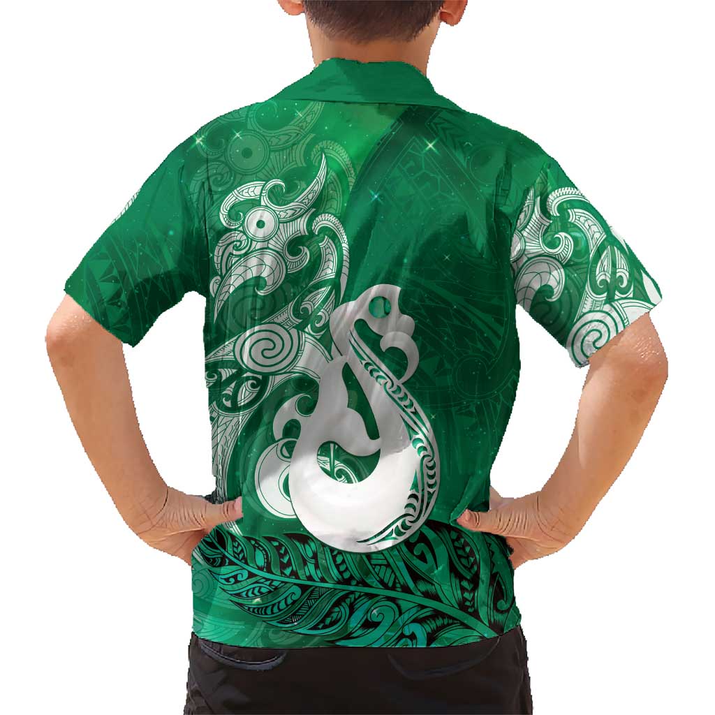 New Zealand Matariki Hawaiian Shirt Maori Manaia Galaxy Silver Fern Green Color LT22 - Polynesian Pride