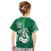 New Zealand Matariki Kid T Shirt Maori Manaia Galaxy Silver Fern Green Color LT22 - Polynesian Pride