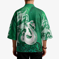 New Zealand Matariki Kimono Maori Manaia Galaxy Silver Fern Green Color LT22 - Polynesian Pride