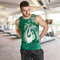 New Zealand Matariki Men Tank Top Maori Manaia Galaxy Silver Fern Green Color LT22 Green - Polynesian Pride