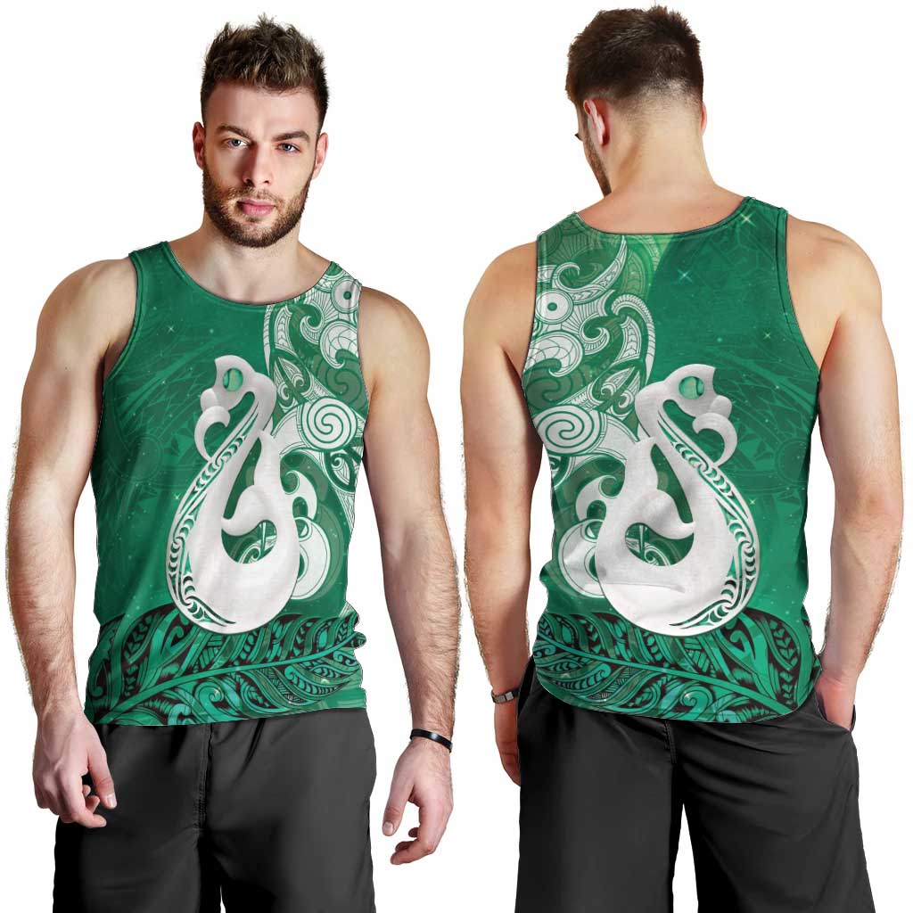 New Zealand Matariki Men Tank Top Maori Manaia Galaxy Silver Fern Green Color LT22 - Polynesian Pride