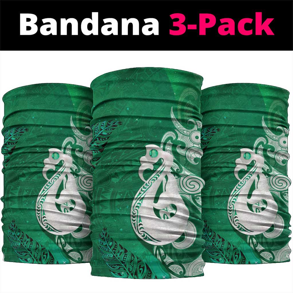 New Zealand Matariki Neck Gaiter Maori Manaia Galaxy Silver Fern Green Color LT22 package One Size: 25*50cm Green - Polynesian Pride