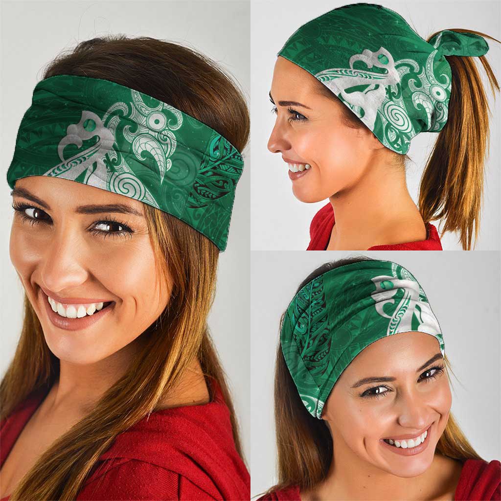 New Zealand Matariki Neck Gaiter Maori Manaia Galaxy Silver Fern Green Color LT22 - Polynesian Pride