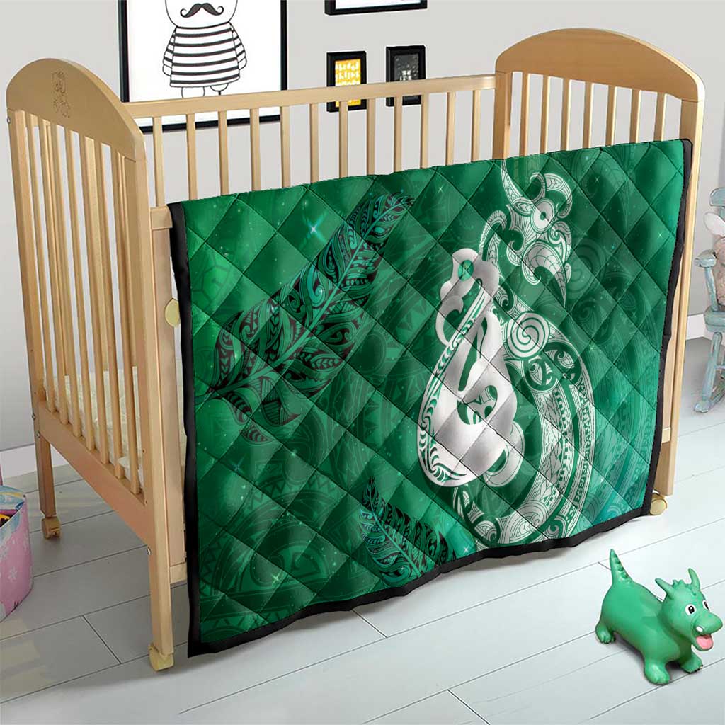 New Zealand Matariki Quilt Maori Manaia Galaxy Silver Fern Green Color LT22 - Polynesian Pride