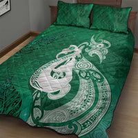New Zealand Matariki Quilt Bed Set Maori Manaia Galaxy Silver Fern Green Color LT22 - Polynesian Pride