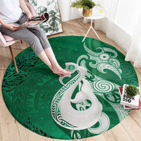 New Zealand Matariki Round Carpet Maori Manaia Galaxy Silver Fern Green Color LT22 - Polynesian Pride