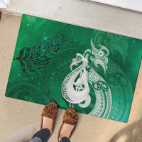 New Zealand Matariki Rubber Doormat Maori Manaia Galaxy Silver Fern Green Color LT22 - Polynesian Pride