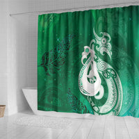New Zealand Matariki Shower Curtain Maori Manaia Galaxy Silver Fern Green Color LT22 - Polynesian Pride