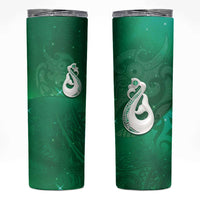 New Zealand Matariki Skinny Tumbler Maori Manaia Galaxy Silver Fern Green Color LT22 Green - Polynesian Pride