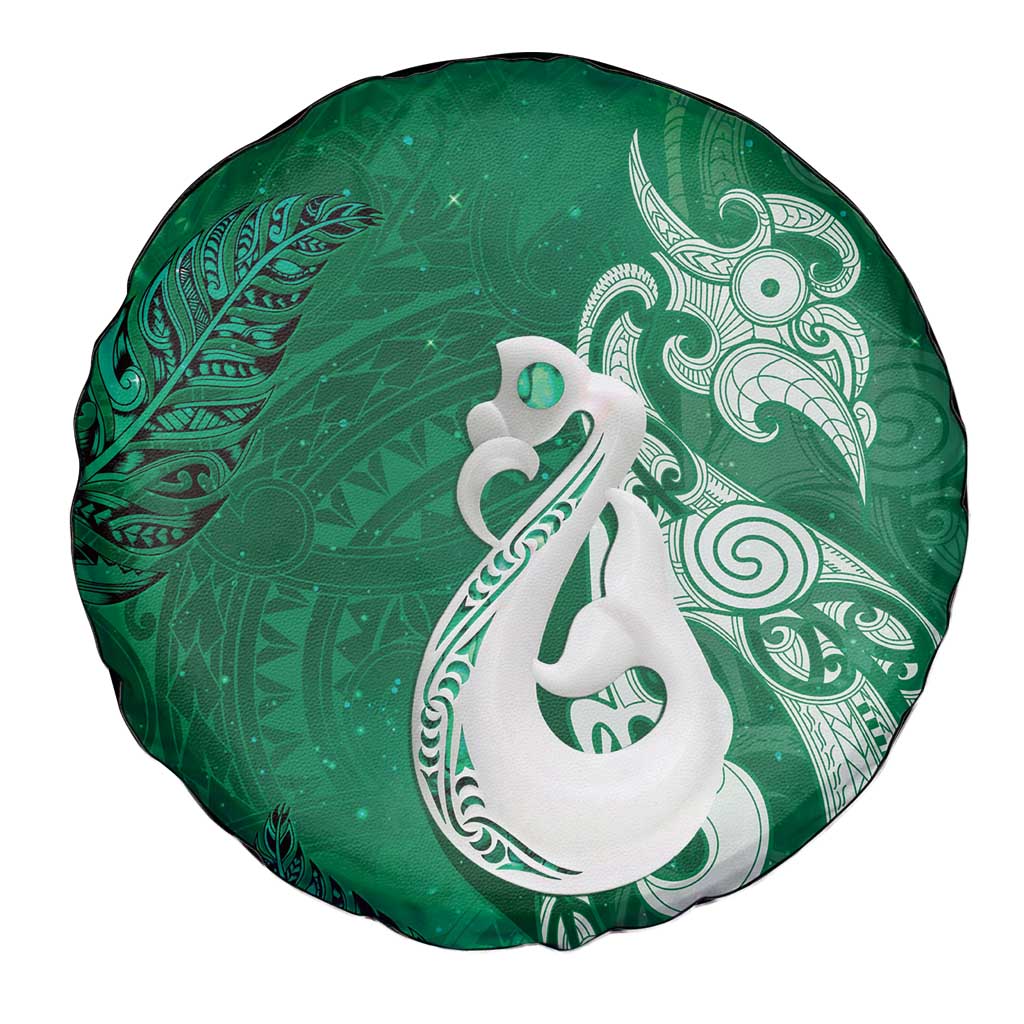 New Zealand Matariki Spare Tire Cover Maori Manaia Galaxy Silver Fern Green Color LT22 - Polynesian Pride