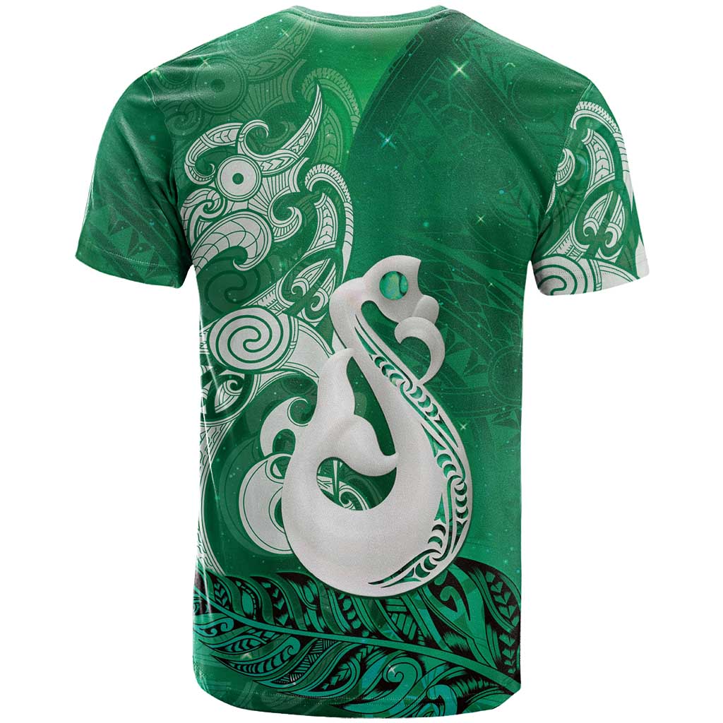 New Zealand Matariki T Shirt Maori Manaia Galaxy Silver Fern Green Color LT22 - Polynesian Pride