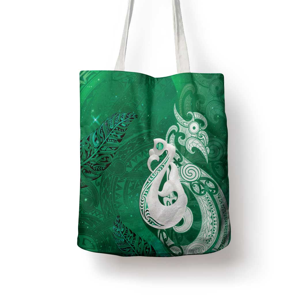 New Zealand Matariki Tote Bag Maori Manaia Galaxy Silver Fern Green Color LT22 - Polynesian Pride