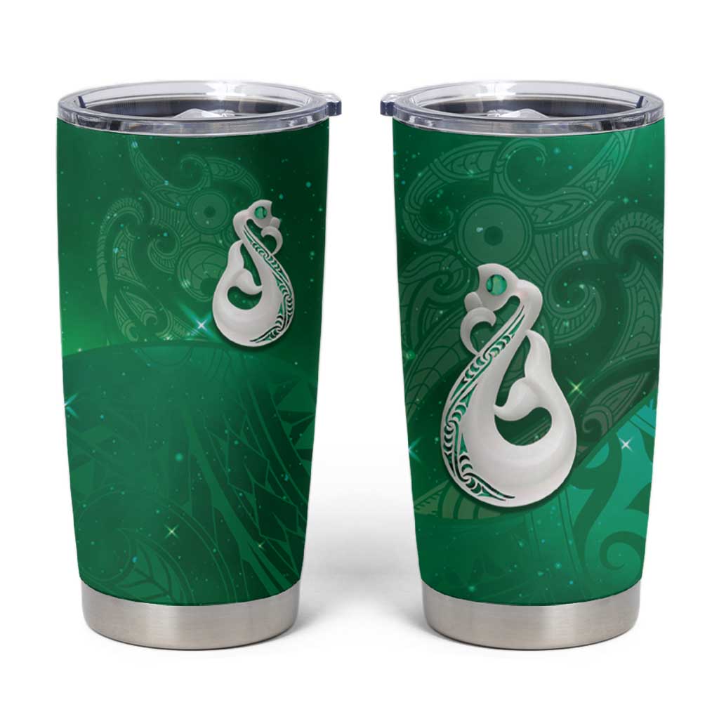 New Zealand Matariki Tumbler Cup Maori Manaia Galaxy Silver Fern Green Color LT22 Green - Polynesian Pride