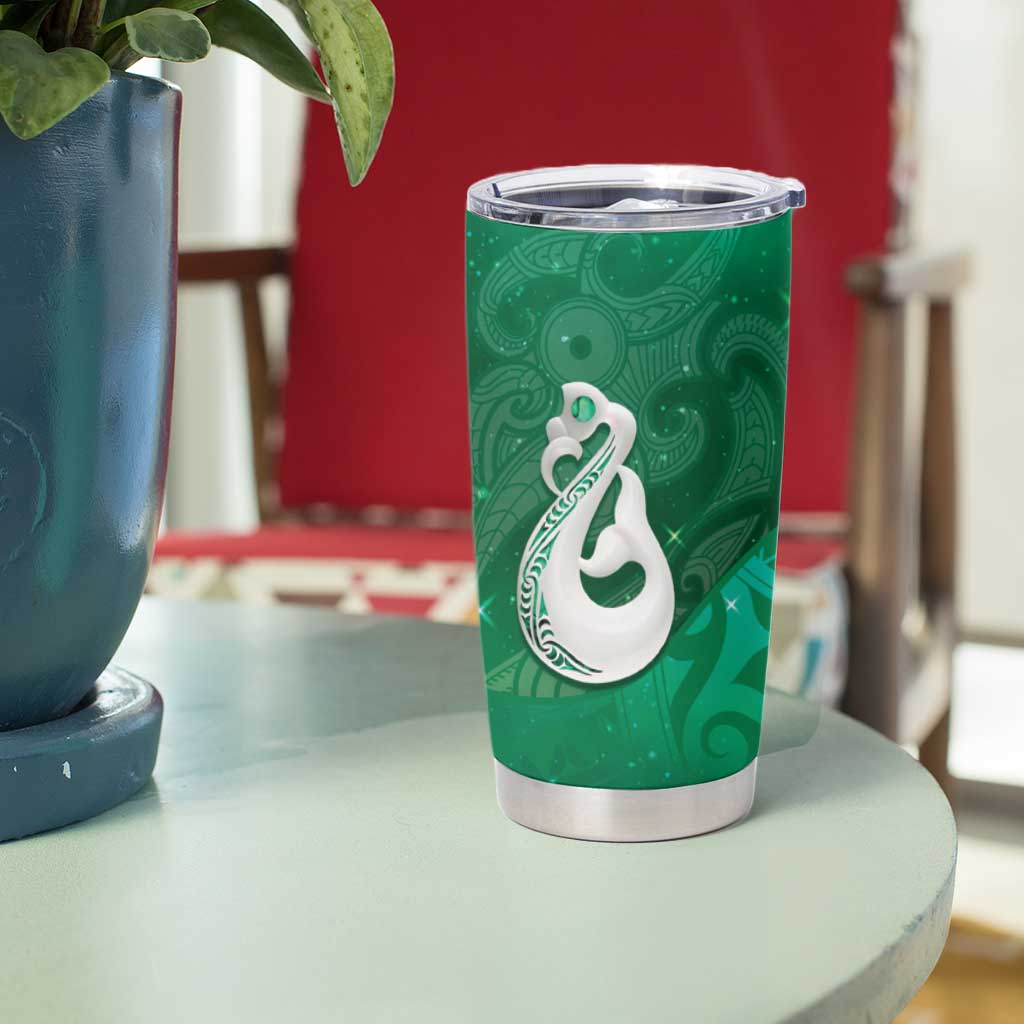New Zealand Matariki Tumbler Cup Maori Manaia Galaxy Silver Fern Green Color LT22 - Polynesian Pride