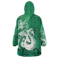 New Zealand Matariki Wearable Blanket Hoodie Maori Manaia Galaxy Silver Fern Green Color LT22 - Polynesian Pride
