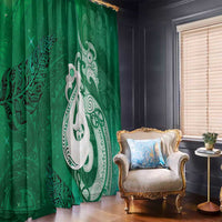 New Zealand Matariki Window Curtain Maori Manaia Galaxy Silver Fern Green Color LT22 - Polynesian Pride