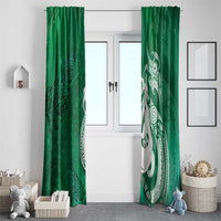 New Zealand Matariki Window Curtain Maori Manaia Galaxy Silver Fern Green Color LT22 - Polynesian Pride