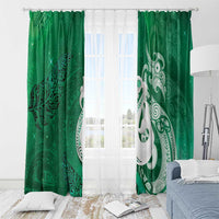 New Zealand Matariki Window Curtain Maori Manaia Galaxy Silver Fern Green Color LT22 - Polynesian Pride