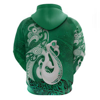 New Zealand Matariki Zip Hoodie Maori Manaia Galaxy Silver Fern Green Color LT22 - Polynesian Pride