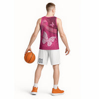 New Zealand Breast Cancer Awareness Basketball Jersey Pink Ribbon Butterfly Maori Pattern LT22 - Polynesian Pride