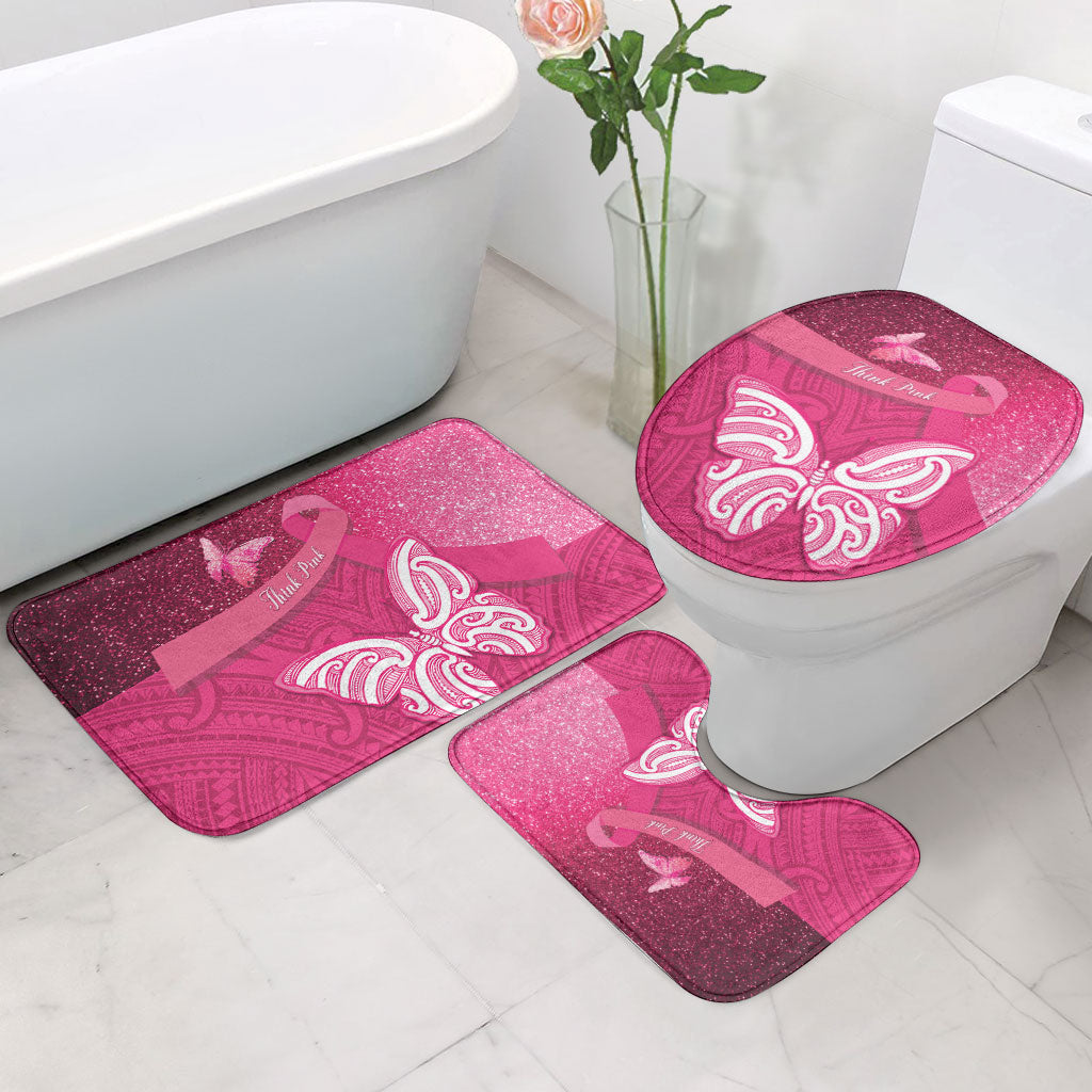 New Zealand Breast Cancer Awareness Bathroom Set Pink Ribbon Butterfly Maori Pattern
