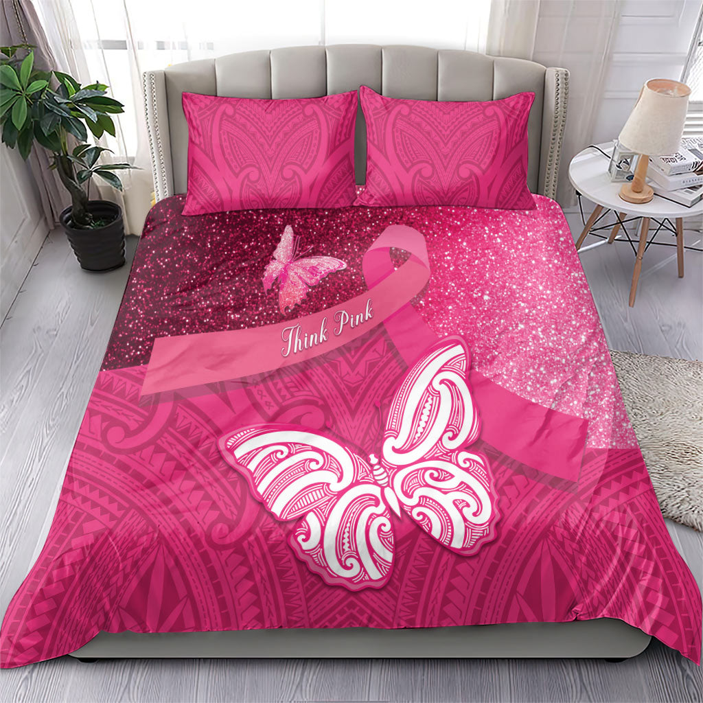 New Zealand Breast Cancer Awareness Bedding Set Pink Ribbon Butterfly Maori Pattern LT22 - Polynesian Pride
