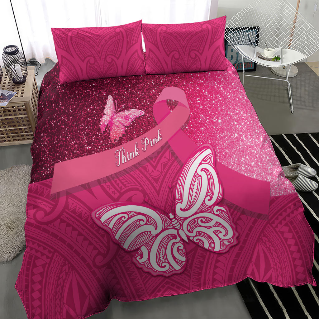 New Zealand Breast Cancer Awareness Bedding Set Pink Ribbon Butterfly Maori Pattern LT22 - Polynesian Pride