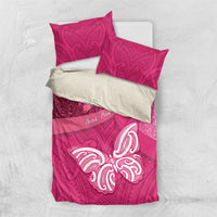 New Zealand Breast Cancer Awareness Bedding Set Pink Ribbon Butterfly Maori Pattern LT22 US Twin 172cm x 218cm Pink - Polynesian Pride