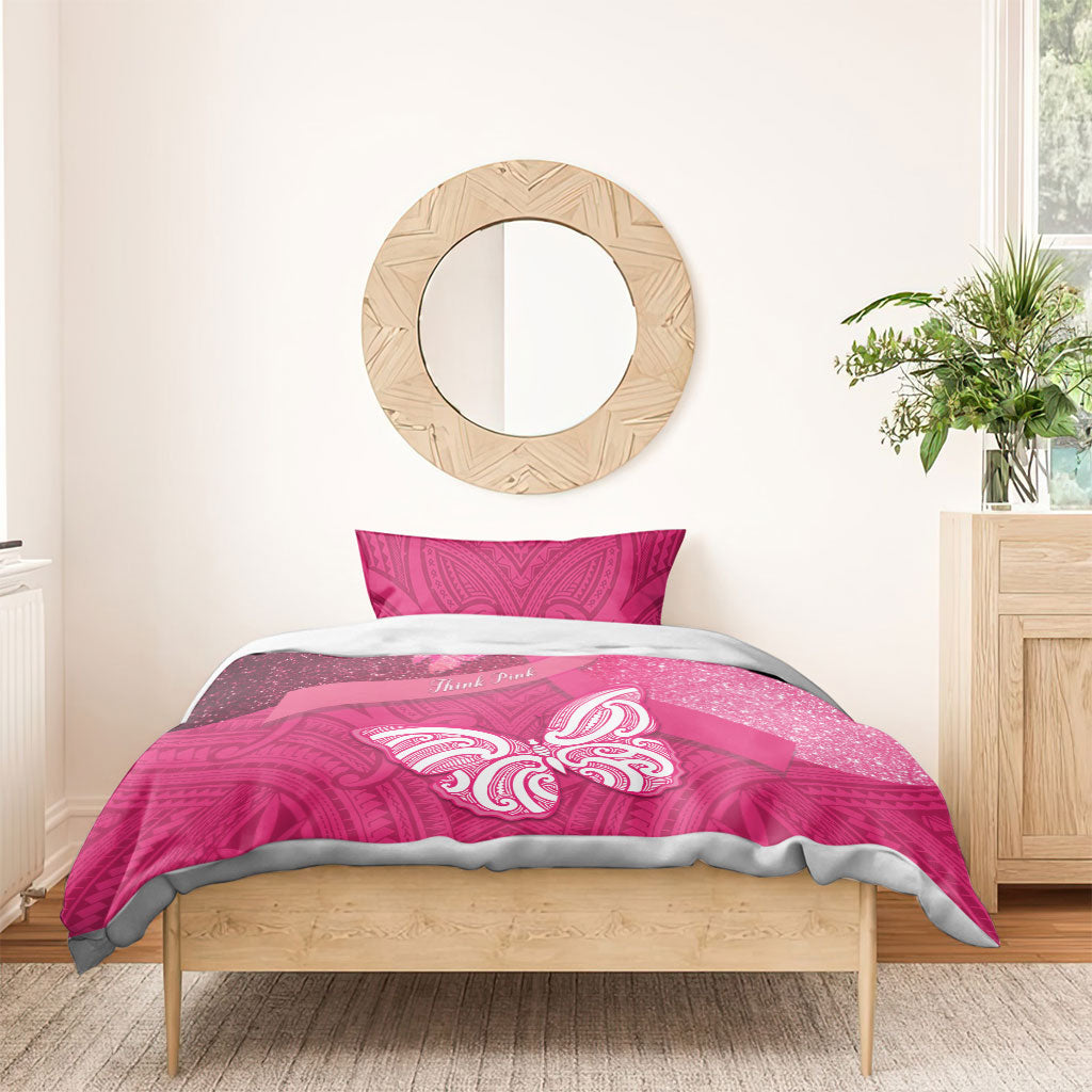 New Zealand Breast Cancer Awareness Bedding Set Pink Ribbon Butterfly Maori Pattern LT22 - Polynesian Pride