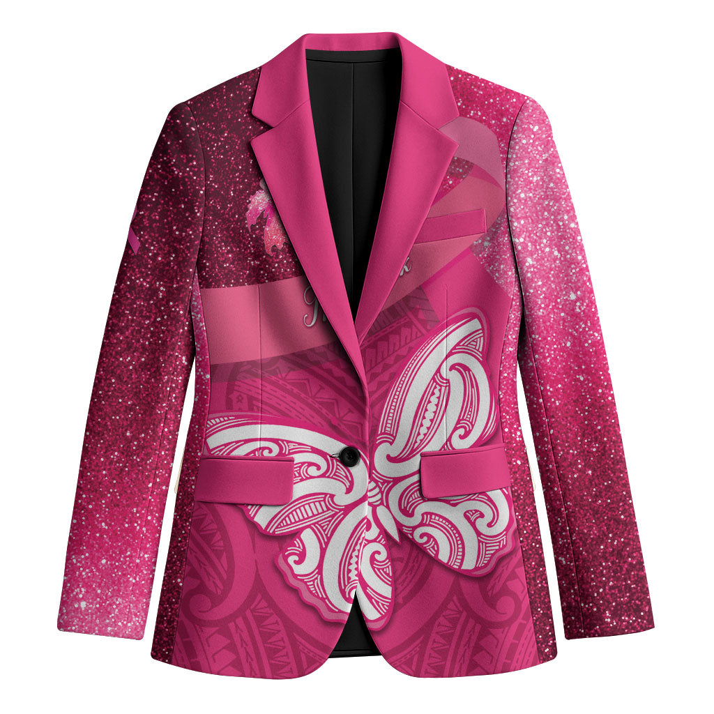 New Zealand Breast Cancer Awareness Blazer Pink Ribbon Butterfly Maori Pattern
