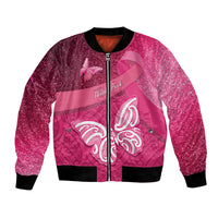 New Zealand Breast Cancer Awareness Bomber Jacket Pink Ribbon Butterfly Maori Pattern