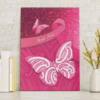 New Zealand Breast Cancer Awareness Canvas Wall Art Pink Ribbon Butterfly Maori Pattern