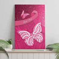 New Zealand Breast Cancer Awareness Canvas Wall Art Pink Ribbon Butterfly Maori Pattern