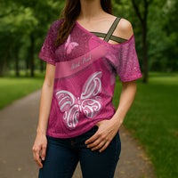 New Zealand Breast Cancer Awareness Cross Shoulder Shirt Pink Ribbon Butterfly Maori Pattern LT22 - Polynesian Pride