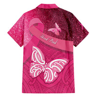 New Zealand Breast Cancer Awareness Family Matching Off Shoulder Maxi Dress and Hawaiian Shirt Pink Ribbon Butterfly Maori Pattern LT22 - Polynesian Pride