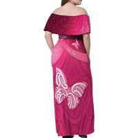 New Zealand Breast Cancer Awareness Family Matching Off Shoulder Maxi Dress and Hawaiian Shirt Pink Ribbon Butterfly Maori Pattern LT22 - Polynesian Pride