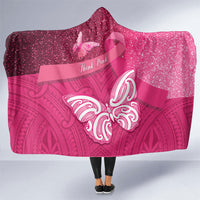 New Zealand Breast Cancer Awareness Hooded Blanket Pink Ribbon Butterfly Maori Pattern LT22 One Size Pink - Polynesian Pride