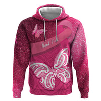 New Zealand Breast Cancer Awareness Hoodie Pink Ribbon Butterfly Maori Pattern LT22 Pullover Hoodie Pink - Polynesian Pride