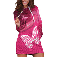 New Zealand Breast Cancer Awareness Hoodie Dress Pink Ribbon Butterfly Maori Pattern LT22 Pink - Polynesian Pride