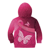 New Zealand Breast Cancer Awareness Kid Hoodie Pink Ribbon Butterfly Maori Pattern LT22 - Polynesian Pride