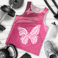 New Zealand Breast Cancer Awareness Men Tank Top Pink Ribbon Butterfly Maori Pattern LT22 - Polynesian Pride