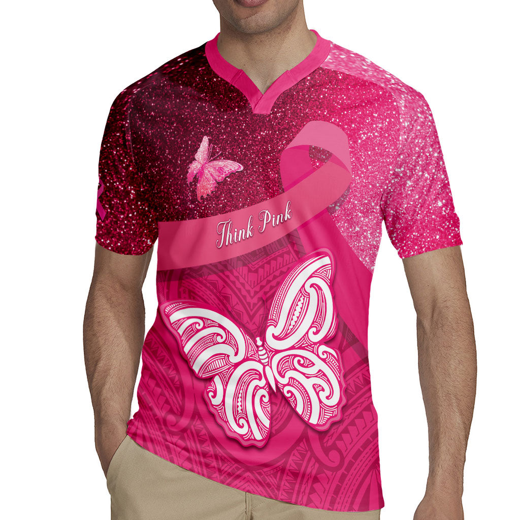 New Zealand Breast Cancer Awareness Rugby Jersey Pink Ribbon Butterfly Maori Pattern LT22 - Polynesian Pride
